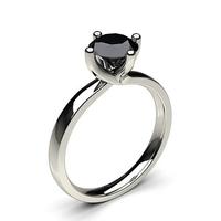 4 prong setting plain engagement black diamond ring