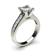 4 Prong Setting Large Side Stone Engagement Ring