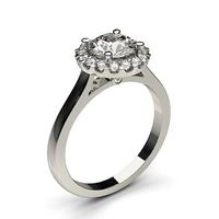 4 Prong Setting Side Stone Halo Engagement Ring