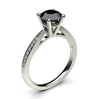 4 Prong Setting Thin Side Stone Engagement Black Diamond Ring