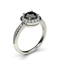 4 Prong Setting Plain Halo Black Diamond Ring