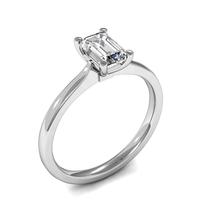 4 Prong Setting Emerald Diamond Plain Engagement Ring