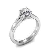 4 Prong Setting Round Diamond Plain Engagement Ring