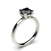 4 prong setting plain engagement black diamond ring