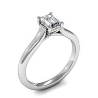 4 Prong Setting Emerald Diamond Plain Engagement Ring