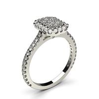 4 prong full bezel setting round diamond cluster ring