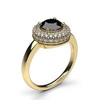 4 Prong Setting Plain Halo Black Diamond Ring