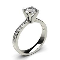 4 Prong Setting Large Side Stone Engagement Ring