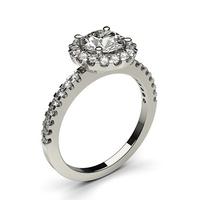 4 Prong Setting Side Stone Halo Engagement Ring