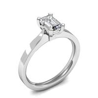 4 Prong Setting Emerald Diamond Plain Engagement Ring
