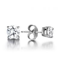 4 Prong Setting Round Diamond Stud Earring