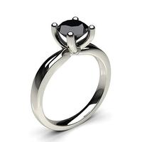 4 Prong Setting Plain Engagement Black Diamond Ring