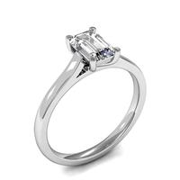 4 Prong Setting Emerald Diamond Plain Engagement Ring