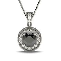 4 Prong Setting Halo Black Diamond Pendant