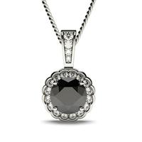 4 Prong Setting Halo Black Diamond Pendant