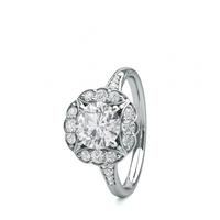 4 Prong Setting Side Stone Halo Engagement Ring