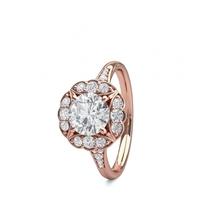 4 Prong Setting Side Stone Halo Engagement Ring