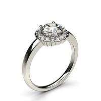 4 Prong Setting Plain Halo Engagement Ring