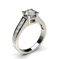 4 Prong Setting Large Side Stone Engagement Ring