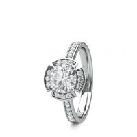 4 Prong Setting Side Stone Halo Engagement Ring