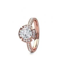 4 Prong Setting Side Stone Halo Engagement Ring