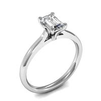 4 Prong Setting Emerald Diamond Plain Engagement Ring