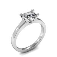 4 Prong Setting Emerald Diamond Plain Engagement Ring