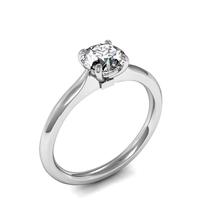 4 Prong Setting Round Diamond Plain Engagement Ring