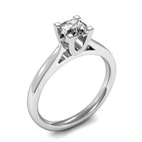 4 Prong Setting Round Diamond Plain Engagement Ring