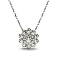 4 Prong Setting Round Diamond Cluster Pendant