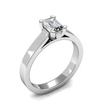 4 Prong Setting Emerald Diamond Plain Engagement Ring