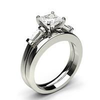 4 Prong Setting Plain Engagement Ring With Matching Band