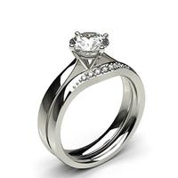 4 Prong Setting Plain Engagement Ring With Matching Band