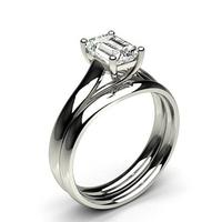 4 Prong Setting Plain Engagement Ring With Matching Band