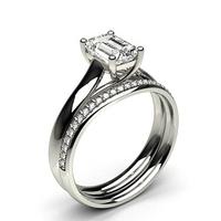 4 Prong Setting Plain Engagement Ring With Matching Band