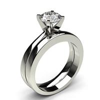 4 Prong Setting Plain Engagement Ring With Matching Band