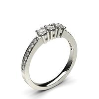 4 prong setting studded three stone ring