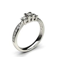 4 Prong Setting Studded Three stone Ring