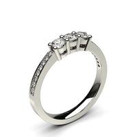 4 Prong Setting Studded Three stone Ring