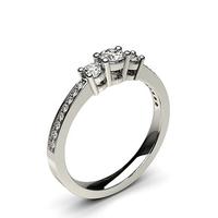 4 prong setting studded three stone ring