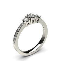 4 Prong Setting Studded Three stone Ring