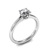 4 Prong Setting Round Diamond Plain Engagement Ring