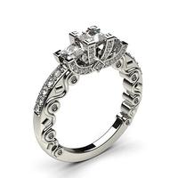 4 prong setting studded three stone ring