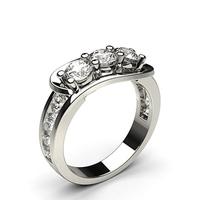 4 Prong & Channel Setting Studded Three stone Ring
