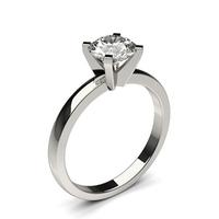 4 Prong Setting Round Diamond Plain Engagement Ring