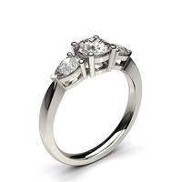 4 prong setting studded three stone ring