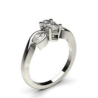 4 Prong & Semi-Bezel Setting Studded Three Stone Ring