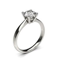 4 Prong Setting Round Diamond Plain Engagement Ring