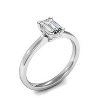 4 Prong Setting Emerald Diamond Plain Engagement Ring