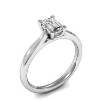 4 Prong Setting Emerald Diamond Plain Engagement Ring